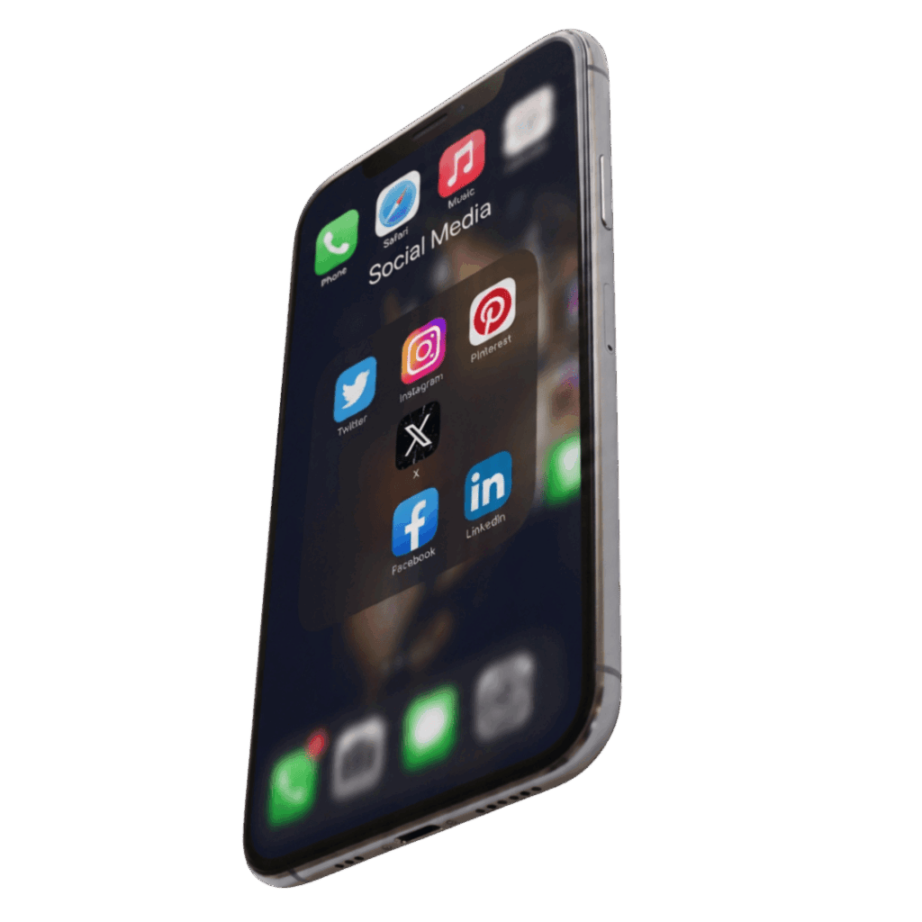 phone with socials folder phone with socials folder