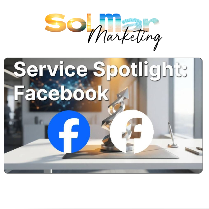 Ready to unlock Facebook's full potential for your business? At solmar-marketing.com, we specialise in expert Social Media Marketing that truly elevates your brand. Our tailored Facebook strategies are designed for global reach, boosting your brand development and ensuring prime product placement. We help you connect with your ideal audience, turning engagement into success! SolMar Marketing logo and text Service Spotlight: Facebook with two Facebook icons.